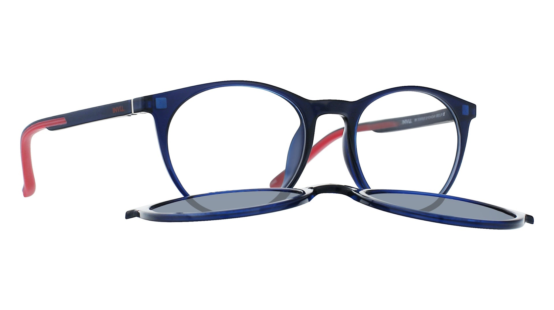 Lentes Optical Frames + ClipOn INVU Transp. Blue/Rubb. Red M4106A